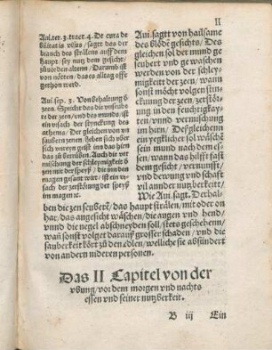 Das II Capitel von der vbung/ vor dem morgen und nachts essen vnd seiner nutzberkeit.
