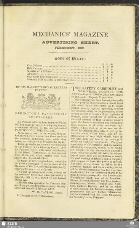 Advertising Sheet. February, 1836