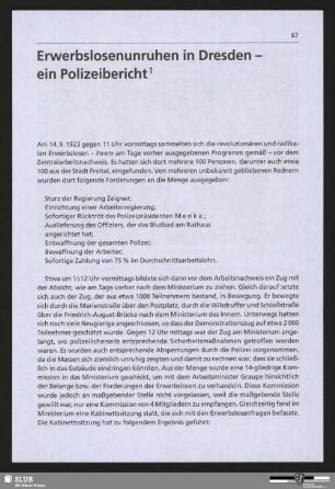 Erwerbslosenunruhen in Dresden - ein Polizeibericht