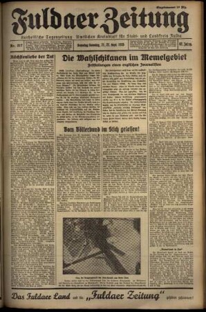 Erste Ausgabe vom Sonntag, den 22. September 1935.