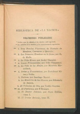 Biblioteca de "La Nación" : Volúmenes publicados