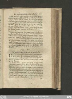 Tit. XVI. De Iuribus Superioritatis territorialis.