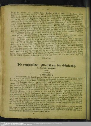 Die vorchristlichen Alterthümer der Oberlausitz