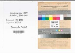 Entnazifizierung Rudolf Goebbels , geb. 26.11.1910 (Polizeibeamter)