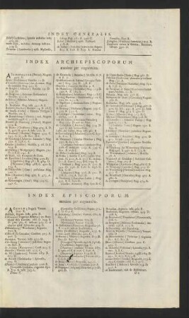 Index Archiepiscoporum ... Index Episcorum ...