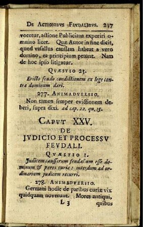 Caput XXV. De judicio et processu feudali.