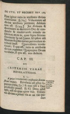 Cap. III. De Criteriis Verae Revelationis.