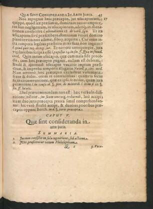 Caput V. Quae sint confideranda in arte iuris.
