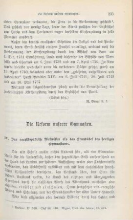 233-254 Die Reform unserer Gymnasien : IV. Das encyklopädische Vielwissen als das Grundübel des heutigen Gymnasiums