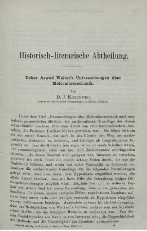 Ueber Arwed Walter's Untersuchungen über Molecularmechanik.