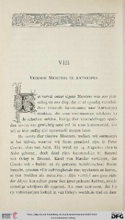 VIII. Vreemde meesters te Antwerpen