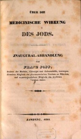 Über die medicinische Wirkung des Jods