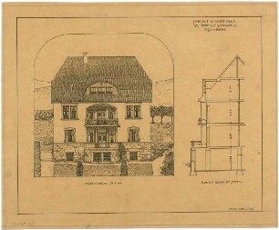 Billing, Hermann; Esslingen, Mühlberger Str. 29 (früher Panoramastr.); Haus Schwarz - Ansicht; Schnitt