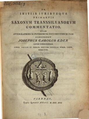 De Initiis Ivribvsqve Primaevis Saxonvm Transsilvanorvm Commentatio