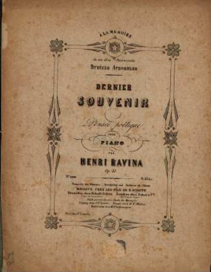 Dernier souvenir : pensée poétique pour piano ; op. 31