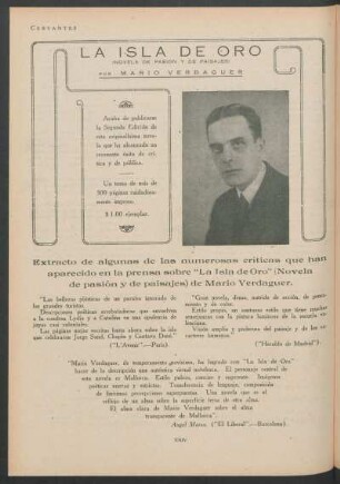 "La isla de oro" por Mario Verdaguer - (novela de pasión y de paisajes)