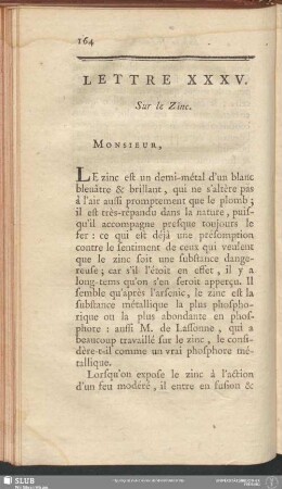 Lettre XXXV. Sur le Zinc