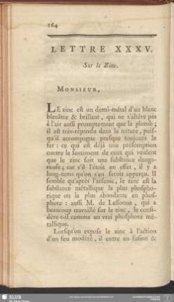 Lettre XXXV. Sur le Zinc