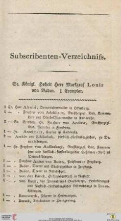 Subscribenten-Verzeichnifs