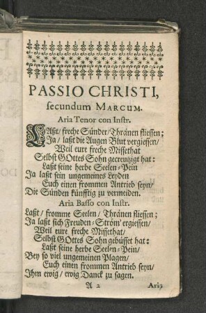 Passio Christi, secundum Marcum.