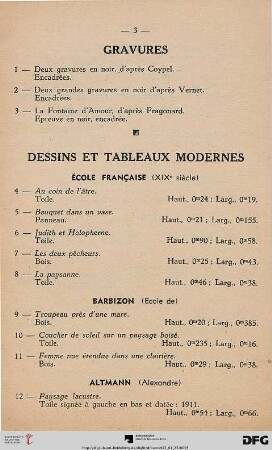 Dessins et Tableaux Modernes (Nr. 4-37)