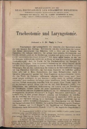 Tracheotomie und Laryngotomie