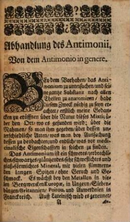Nicolai Lemery Neue Curieuse Chymische Geheimnüße des Antimonii : Durch mancherley Experimente eröffnet, und aus denen neuesten Principiis Physicis klärlich erwiesen