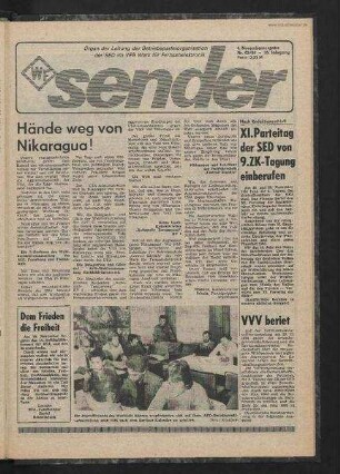 Betriebszeitung 'WF-Sender', Nr.42/1984 (4. Novemberausgabe 1984)