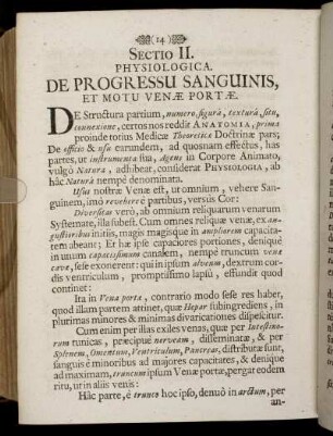 Sectio II. Physiologica. De Progressu Sanguinis, Et Motu Venæ Portæ.
