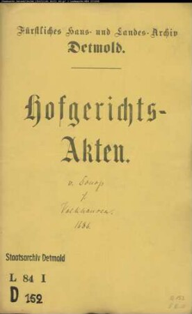 von Donop, Levin Ernit zu Lüdershof gegen Konduktor Peter Florens Volkhausen zu Lüdershof - Verdorbenes Pferd