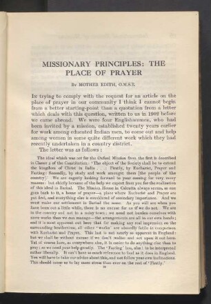 Missionary principles: the place of prayer