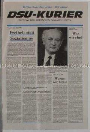 Wahlzeitung der Deutschen Sozialen Partei "DSU-Kurier" zur Volkskammerwahl am 18. März 1990