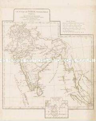 Ad Antiquam Indiae Geographiam Tabula. Mit einer Nebenkarte: Ptolemaicae Tabulae (in parte maritimâ) brevis imago