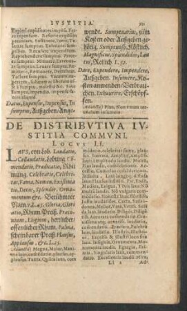 De Distributiva Iustitia Communi. Locus LI. - De Dialectica. Locus LX.