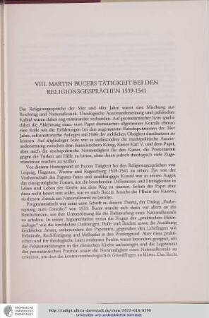 VIII. Martin Bucers Tätigkeit bei den Religionsgesprächen 1539-1541