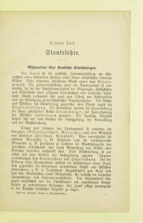 Dritter Teil. Staatslehre