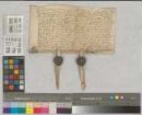 Ludolf (Ludolphus) von dem Bussche, Domkanoniker und Scholaster zu Paderborn, verkauft seinen Hof am neuen Kirchhof auf der Domfreiheit, den er von Hinrik Hessen, Kanoniker zu St. Peter und Andreas, und den vordem Cord Lysen und Cord Kolebach innehatten, für 60 rheinische Goldgulden und 10 Mark gekauft hatte, an Bertold Wrede, Hebdomedarius der Domkirche, für eben diese Summe. SA des Ausstellers und Friedrich Westphalens, Domkanoniker und Sangmeister. Datum: in profesto Bonifacii martiris