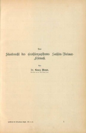 Das Staatsrecht des Großherzogthums Sachsen-Weimar-Eisenach