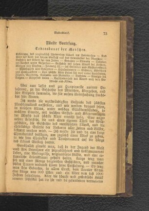 Fünfte Vorlesung. Lebensdauer der Menschen.