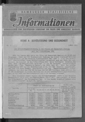 1954: Hamburger statistische Informationen / A