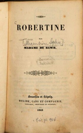 Robertine par Alexandrine Sophie de Bawr