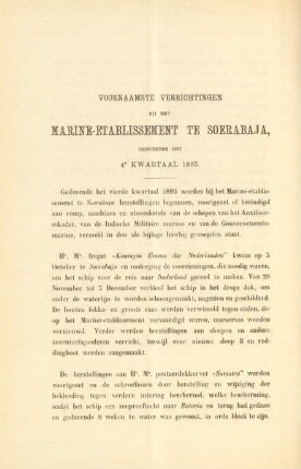 Voornaamste verrichtingen bij het Marine-etablissement te Soerabaja gedurende het 4e kwartaal 1895