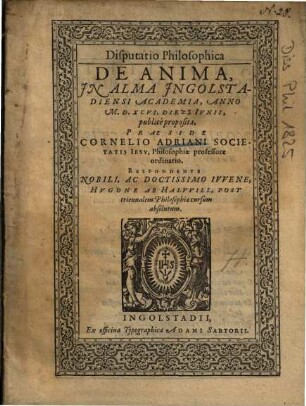 Disputatio Philosophica De Anima