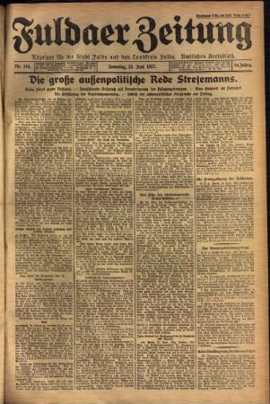 Ausgabe vom Samstag, den 25. Juni 1927.
