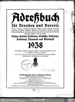 1938: Adreßbuch für Dresden und Vororte