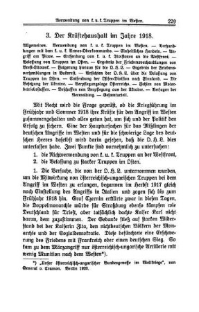 3. Der Kräftehaushalt im Jahre 1918.