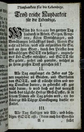 Nutzbarkeit für die Lebendige. - Trost-riche Nutzbarkeit für die Abgestorbene.