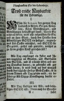 Nutzbarkeit für die Lebendige. - Trost-riche Nutzbarkeit für die Abgestorbene.