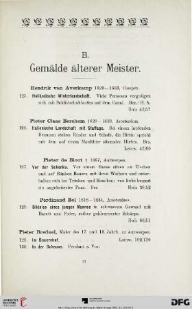 B. Gemälde älterer Meister (Nr. 125-170)