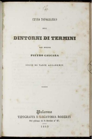 Cenno Topografico Dei Dintorni Di Termini